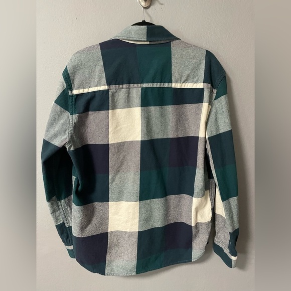 Springfield Men’s flannel cotton plaid button down shirt in green. Size Medium - Picture 2 of 8